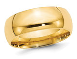 Mens 10K Yellow Gold 8mm Polished Wedding Band Ring